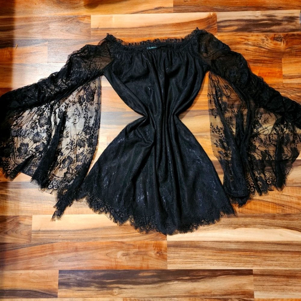 Boho lace little black dress